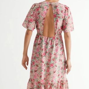 Printed Puff Sleeve Maxi Dress - Size 40